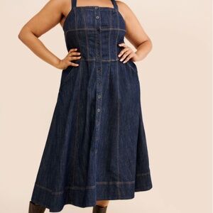 Anthropologie Sqaure Neck Buttondown Corset Dress